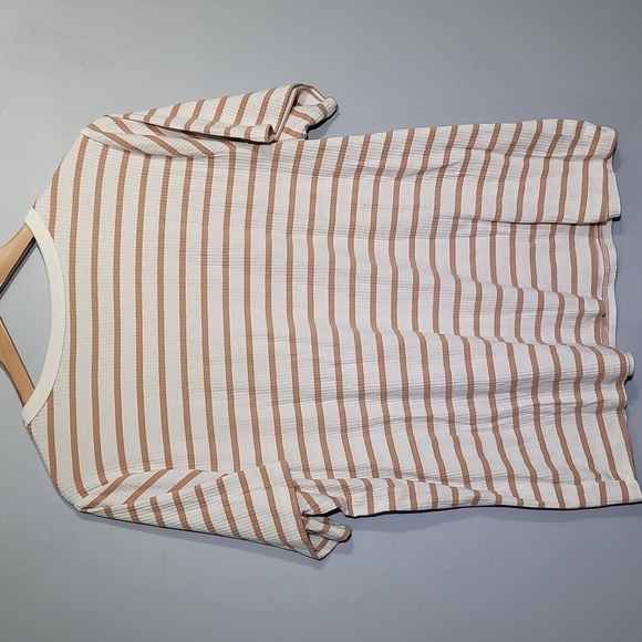 A New Day Striped White Tan Short Sleeve Tee - Picture 7 of 7